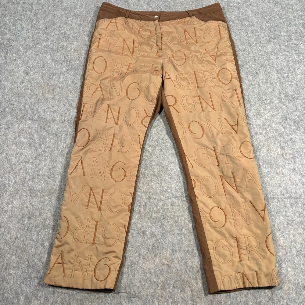Vintage Men's Pants Size 36 2-Tone Embroidered Monogram Flat Front Y2K Casual